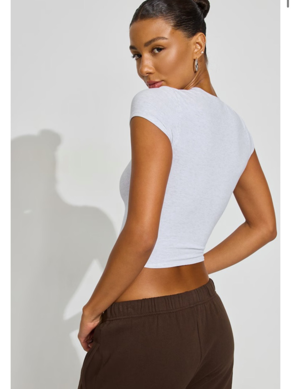 GARAGE SuperSoft Crewneck Cropped T-Shirt Spring Gray Mix NWT Size XL - Picture 2 of 3